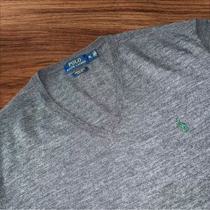 EUC Polo Ralph‎ Lauren Merino Wool Slim Fit Men’s XL PULLOVER VNECK Ls Grey